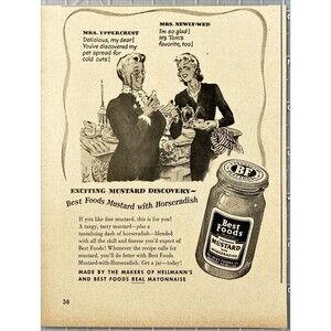 Best Foods Mustard with Horseradish Vintage Print Ad 1948